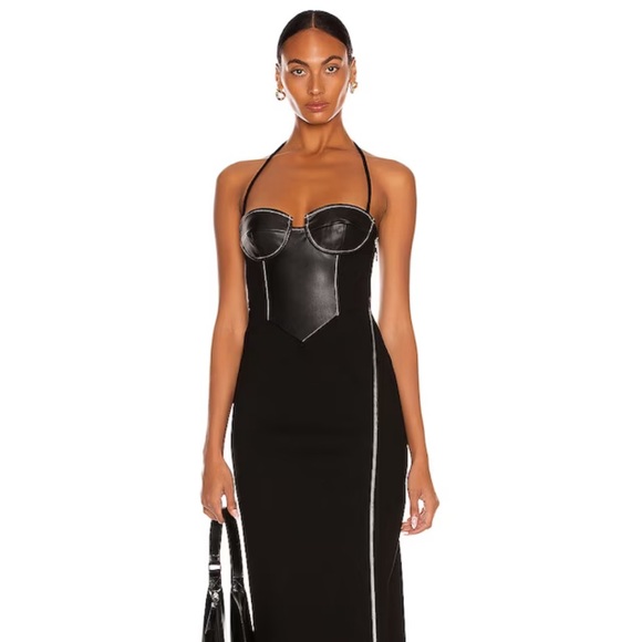 FWRD STAUD BLACK HINDLEY ZIP MAXI DRESS - Picture 6 of 7